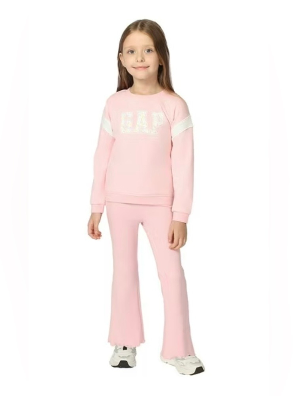 GAP Kids|Baby girl/toddler matching lounge set,floral lettering sweater & flare•